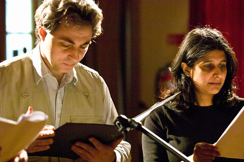 A picture of David Munns and Arti Prashar rehearsing
