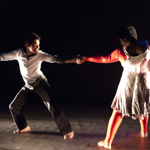 Photo of two "inc.Theatre" actors on stage