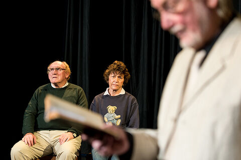 Actors in a performance of "Scratches"
