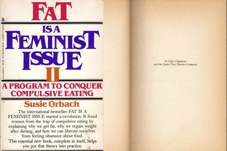 Front and inside cover of "Fat is a Feminist Issue 2" with dedication to Spare Tyre